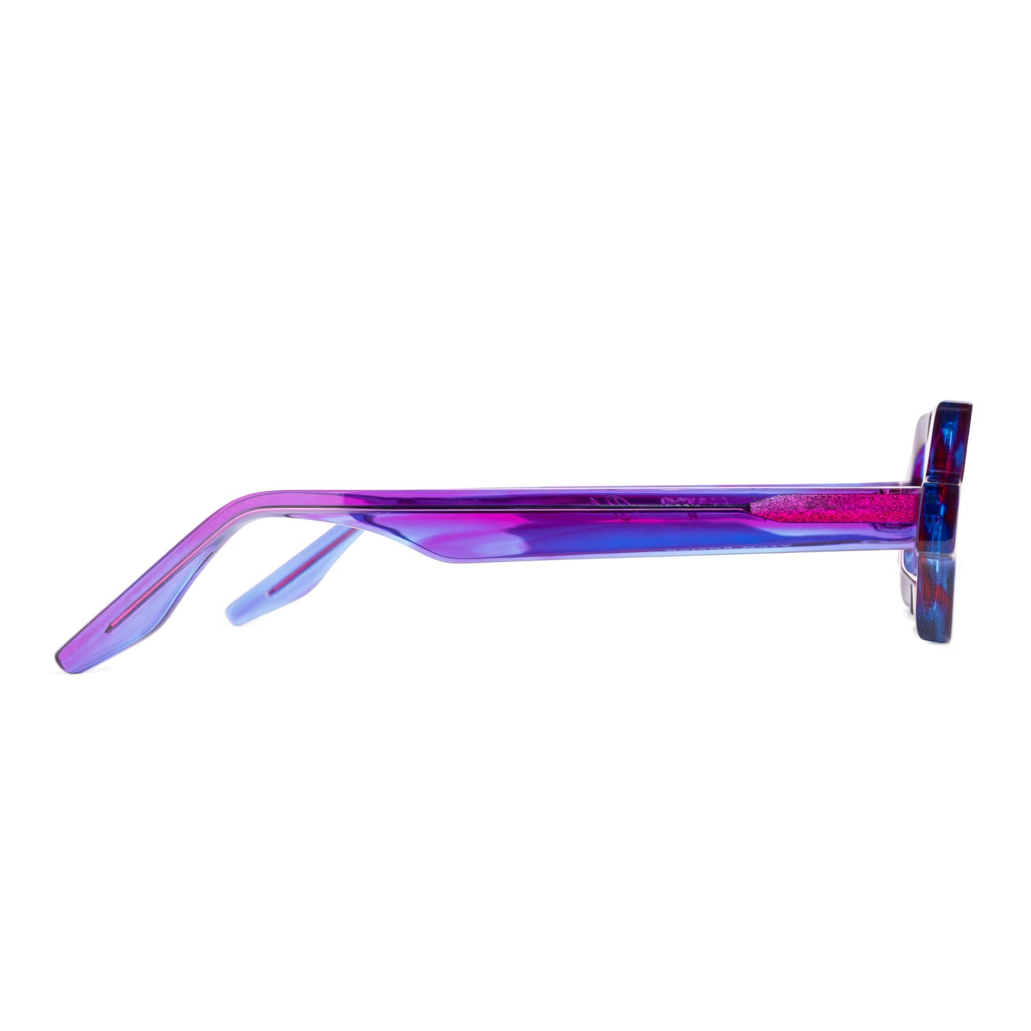 Maison Mata 男女通用手工 六角形 太阳镜,紫色醋酸纤维,1980 年代风格。