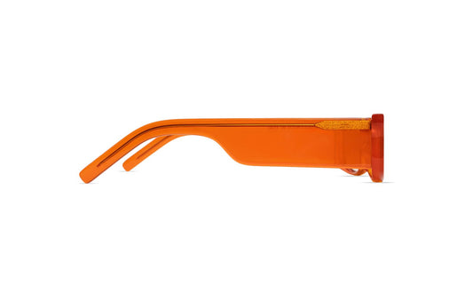 Maison Mata Muse translucent orange acetate rectangular frame, side temple view