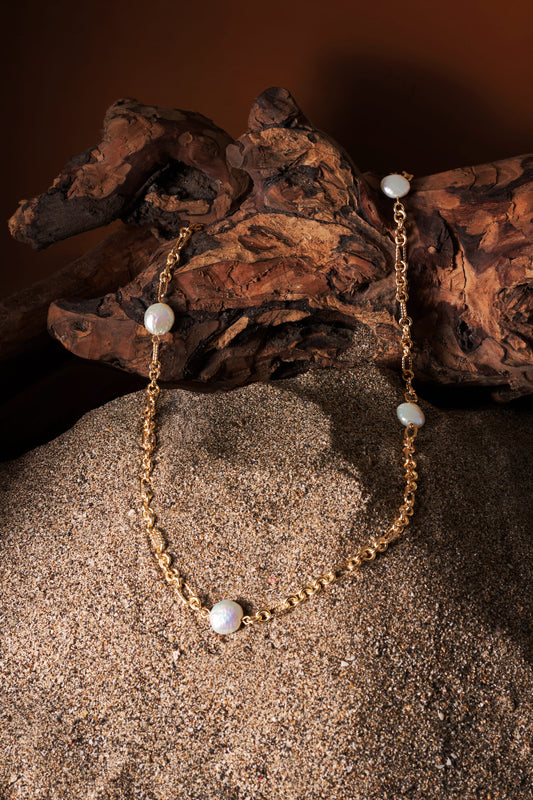 Polished gold gemstone glasses chain, Bali crafted accessory for elegant looks.