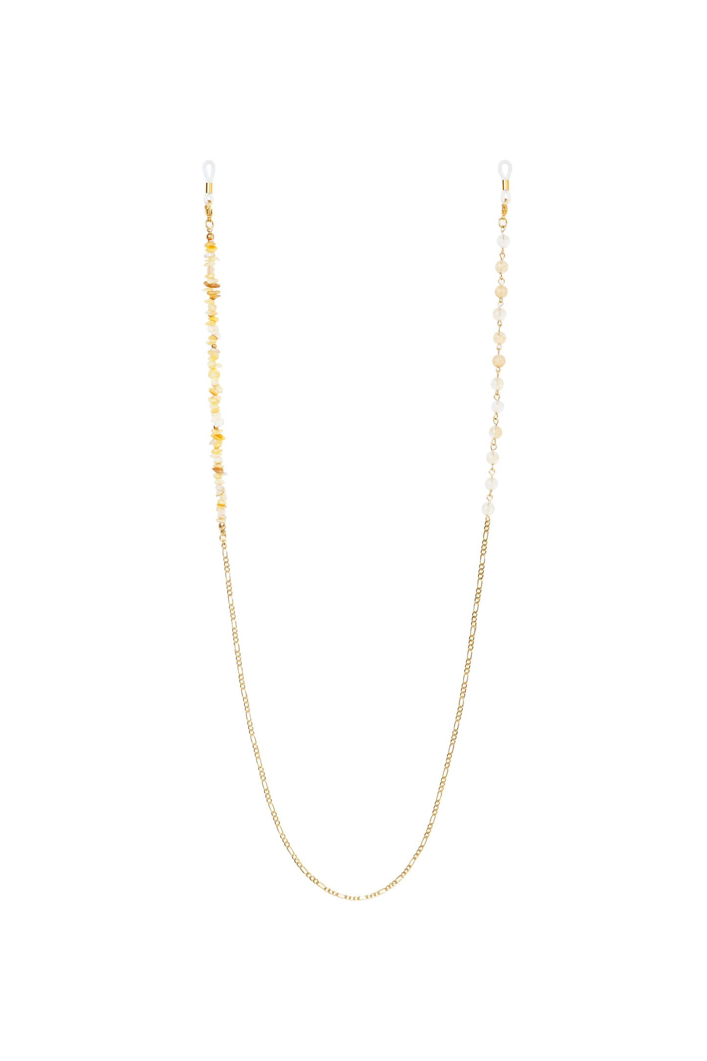 Fine gold glasses chain with semi-precious gem, hand-assembled in Bali for women.