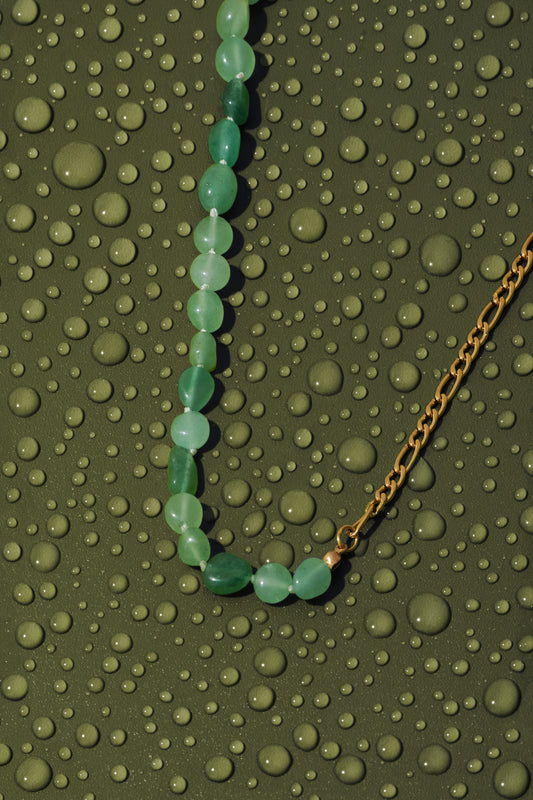 Gold and gemstone glasses chain, handmade Bali accessory for premium eyewear.