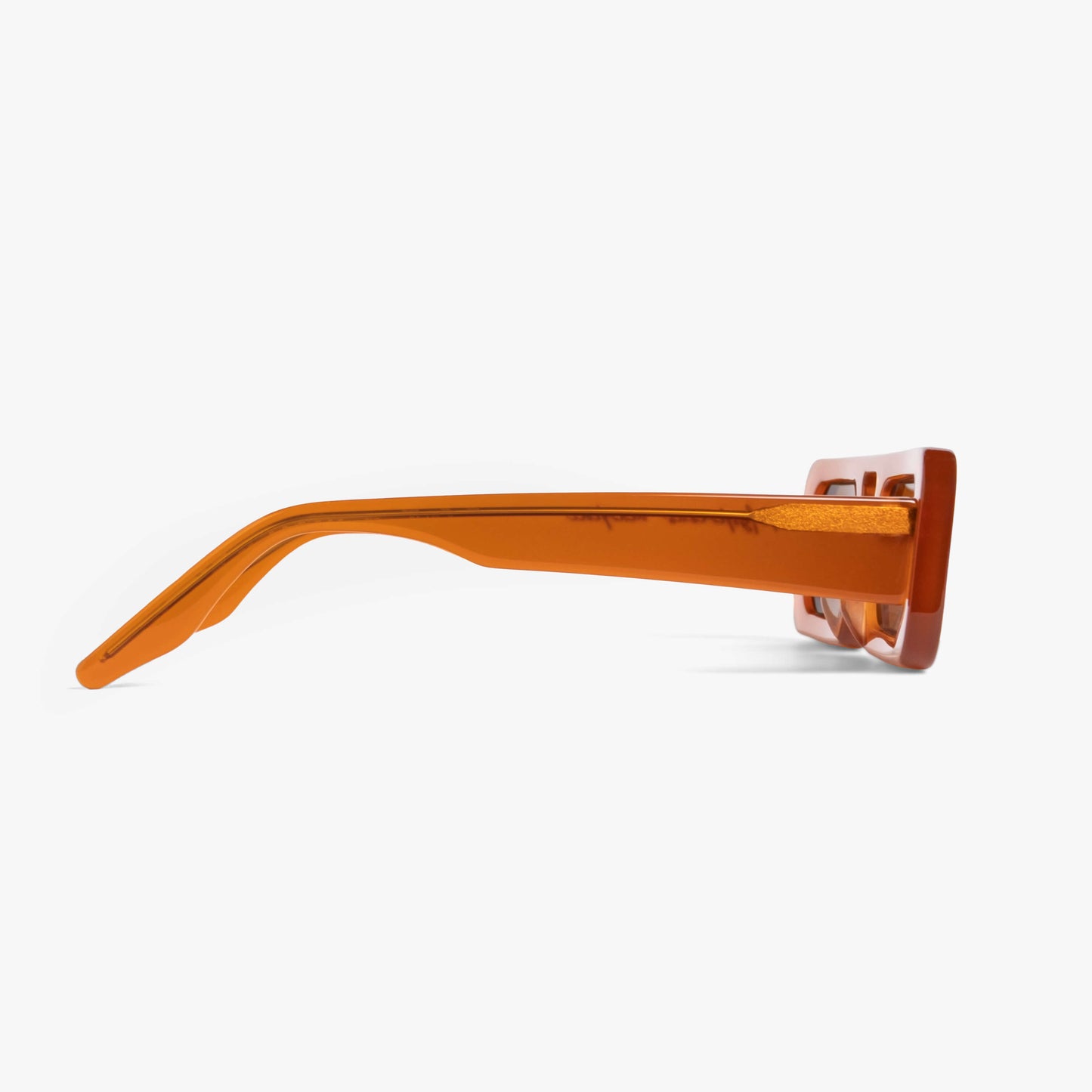 handmade thick rectangular sunglasses in orange acetate with polarized lenses – Maison Mata