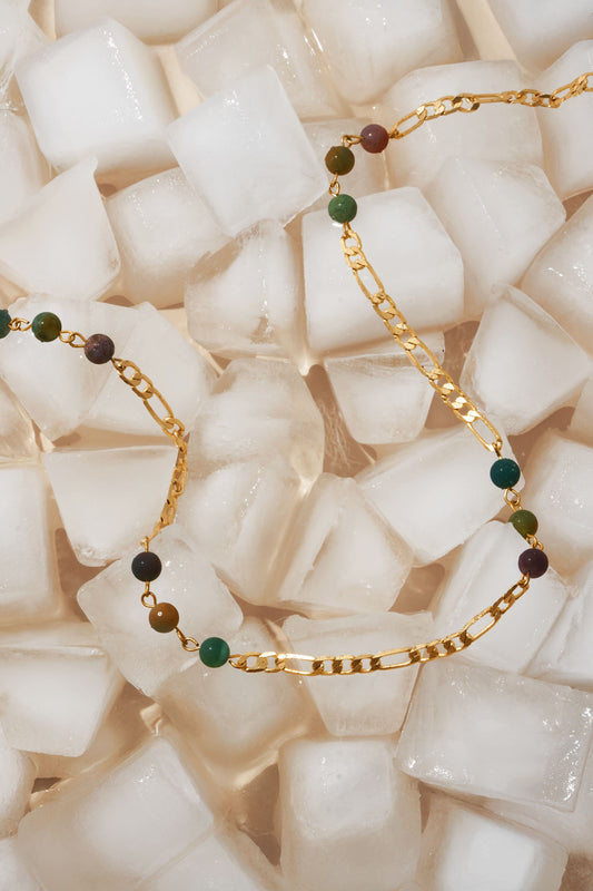 Bali gemstone chain for sunglasses, gold delicate style handmade for women.