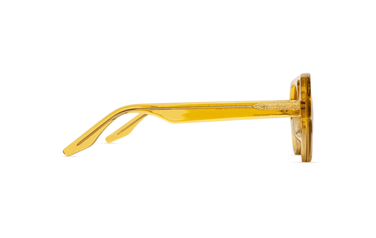 Maison Mata Bumblebee translucent yellow acetate aviator sunglasses, side view, handmade in Bali