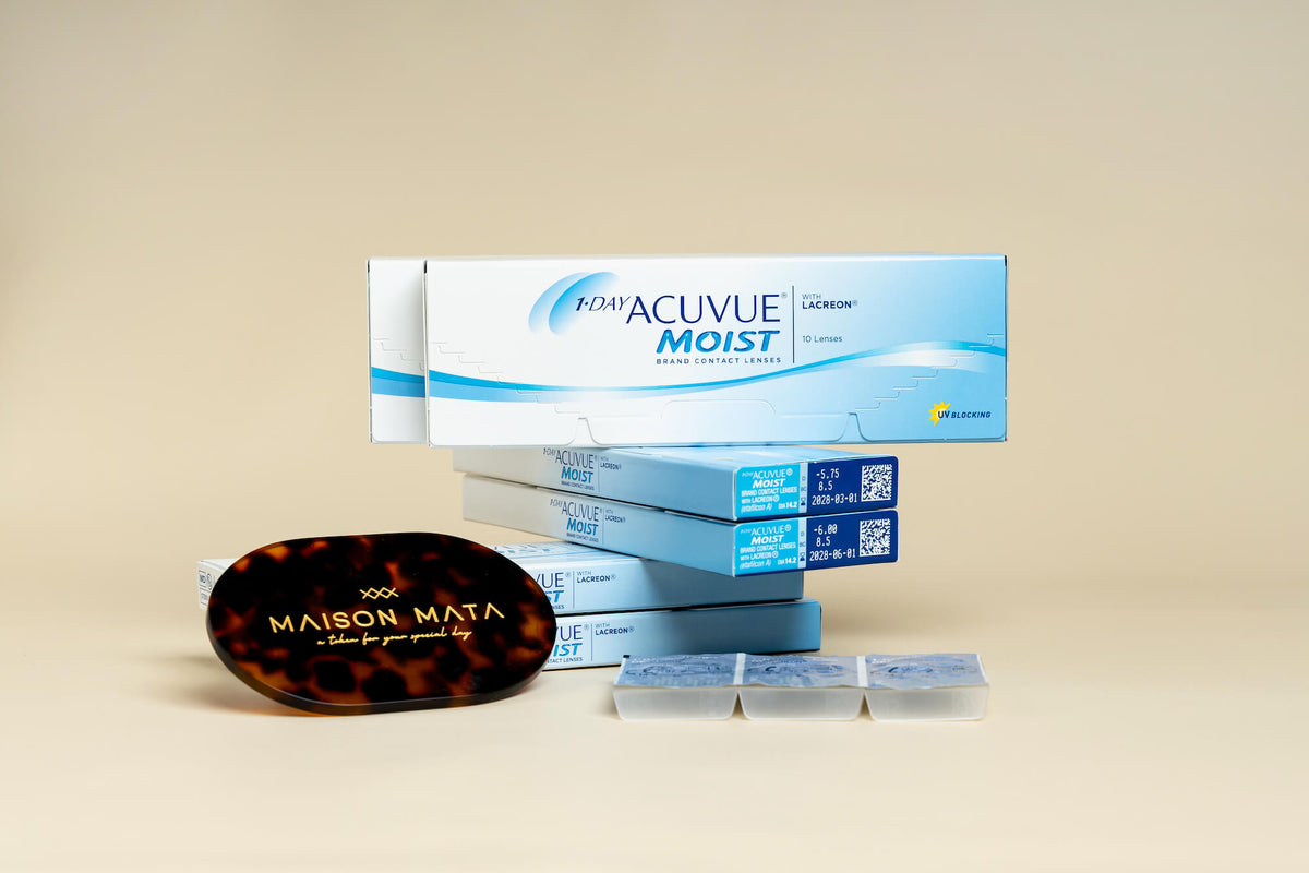Boxes of contact lenses available at the Maison Mata optical boutique in Canggu, Bali