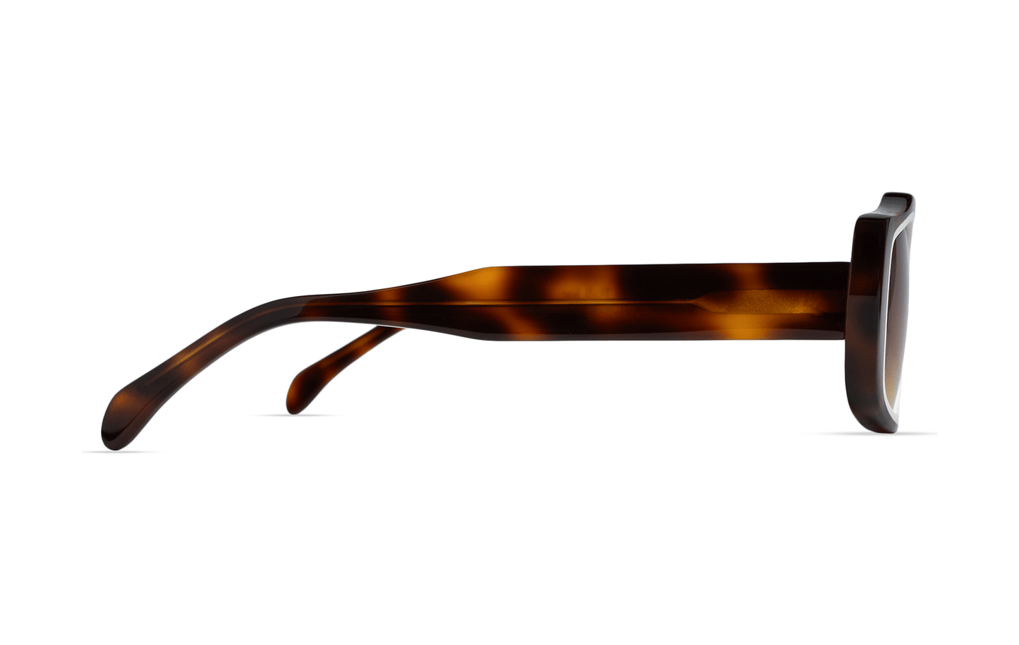 Maison Mata tortoiseshell acetate rectangular frame side view, double bridge — lunettes acétate écaille profil double pont — kacamata asetat tortoise samping — Bali handmade acetate eyewear