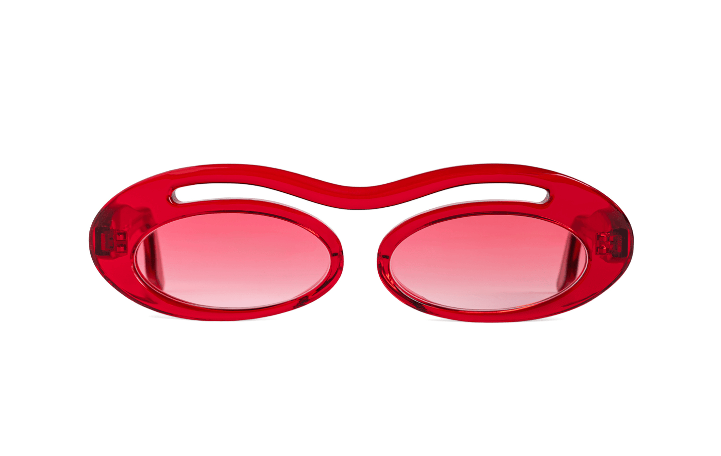 women handmade oval sunglasses with wave design in red acetate and polarized lenses – Maison Mata