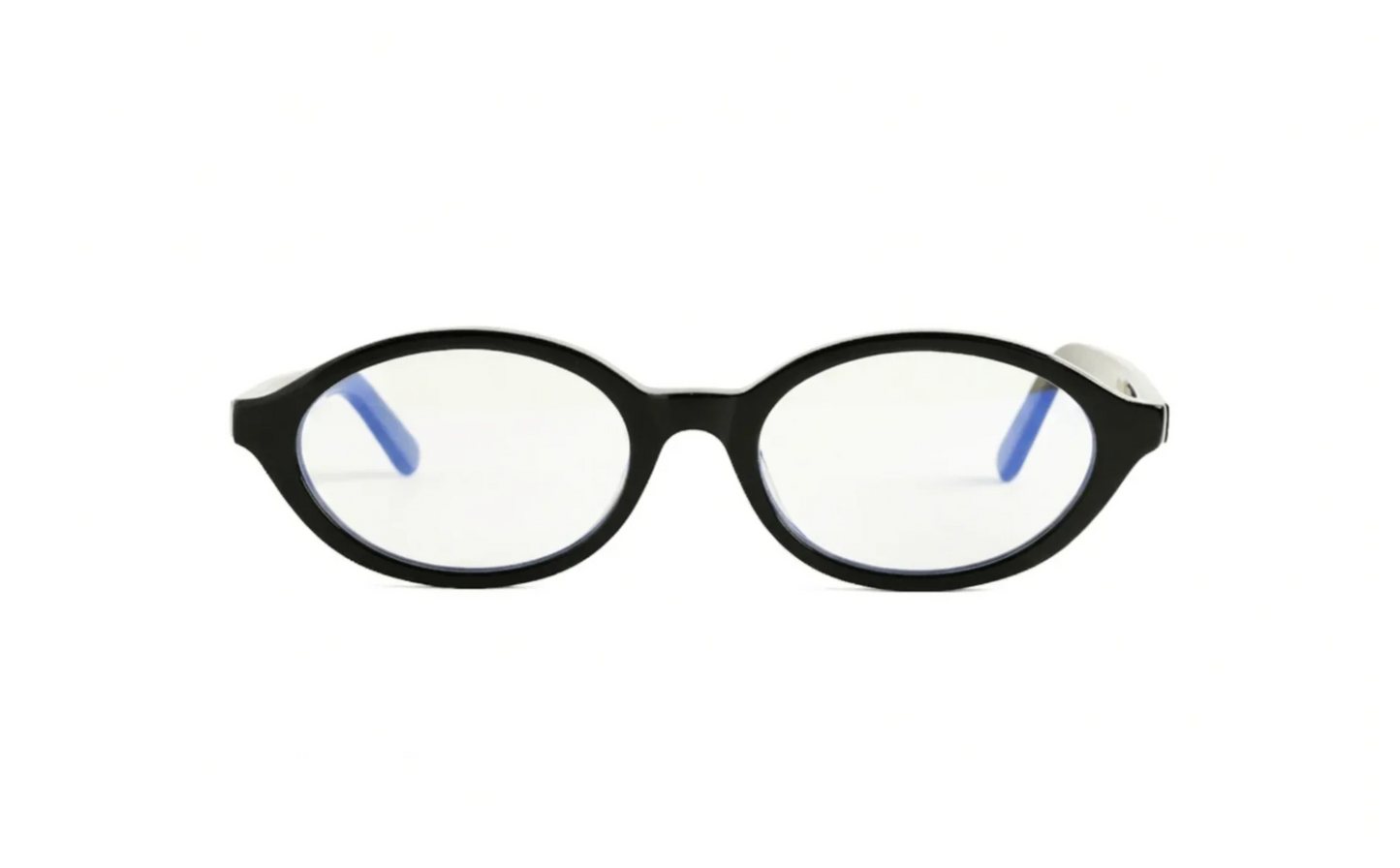 Cove oval optical glasses black acetate with transparent blue light lenses – Maison Mata