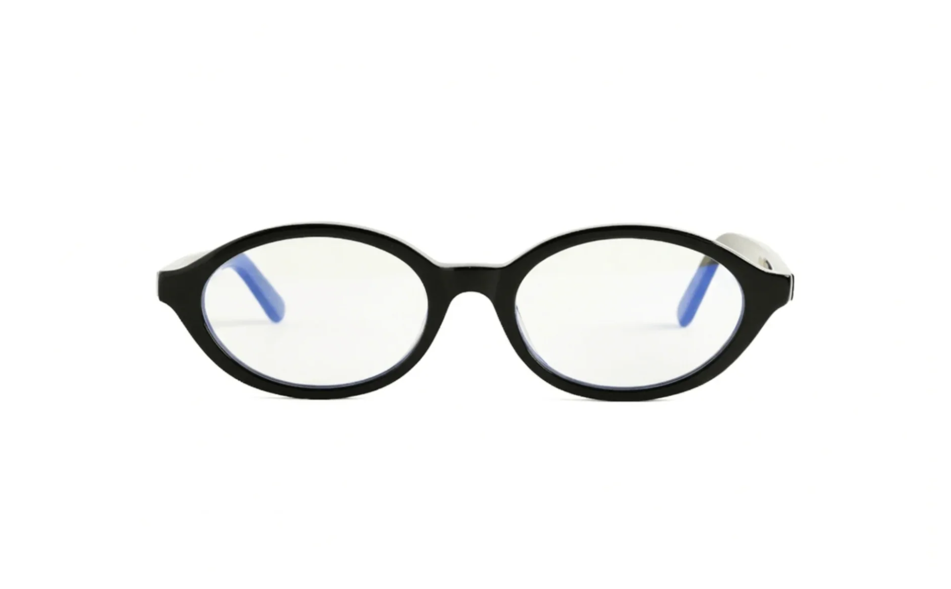 Cove oval optical glasses black acetate with transparent blue light lenses – Maison Mata