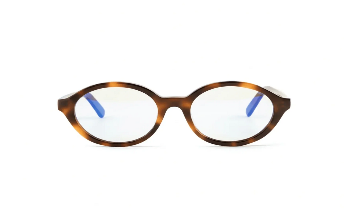 Cove oval optical glasses turquoise acetate with transparent blue light lenses – Maison Mata