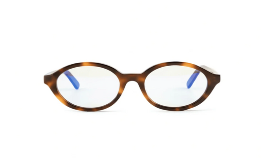 Cove oval optical glasses turquoise acetate with transparent blue light lenses – Maison Mata