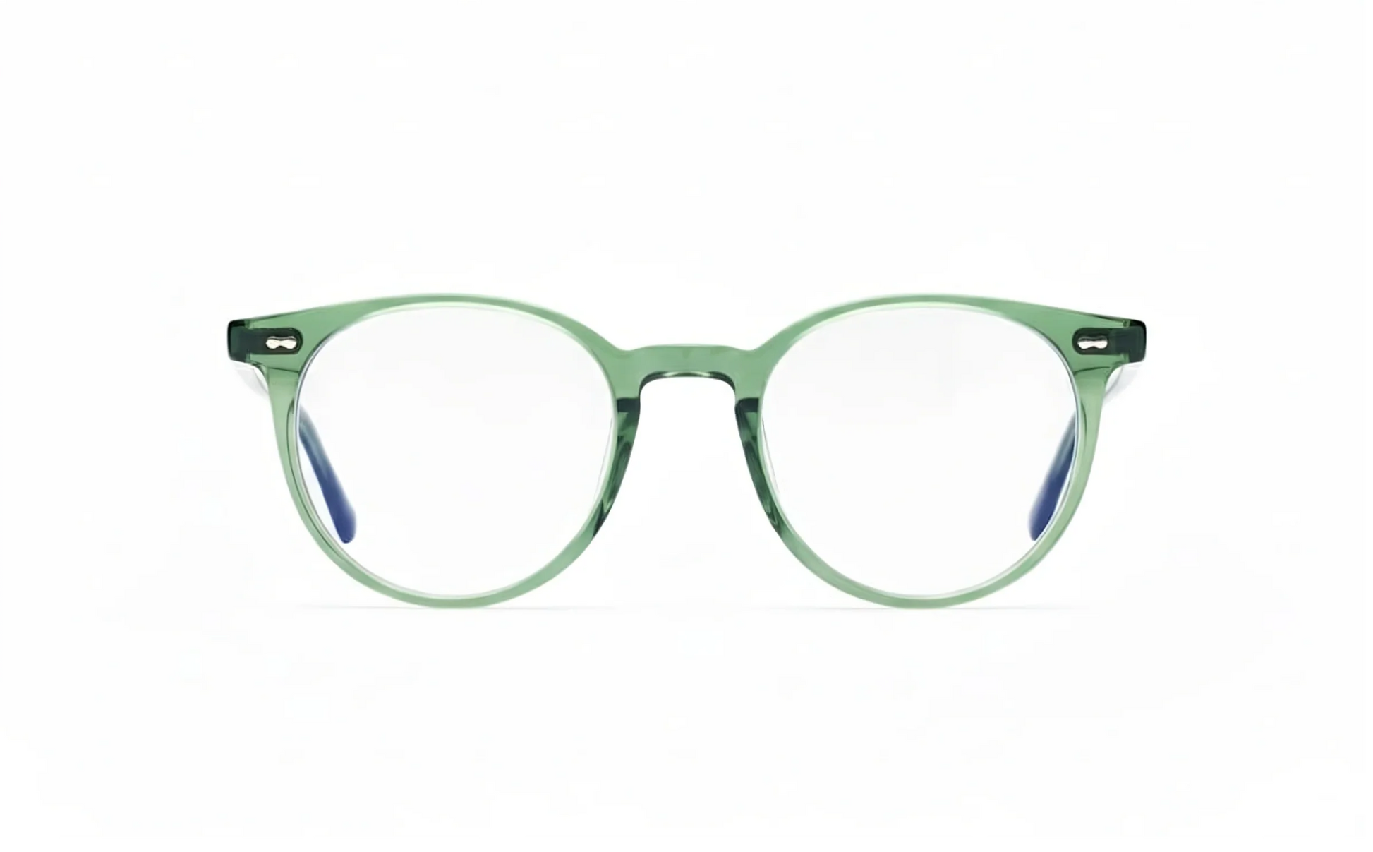 Olive acetate round optical Eyeglasses for men and women with blue-light or anti-reflective protection by Maison Mata.