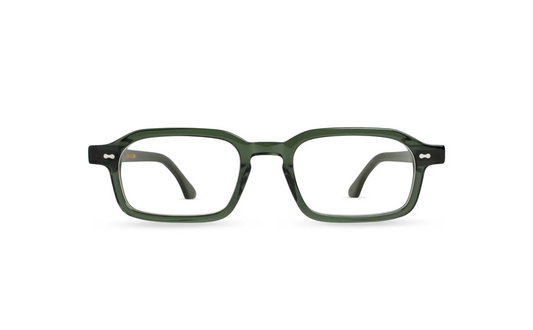 Komodo Rise optical glasses olive green acetate with transparent blue light lenses – Maison Mata