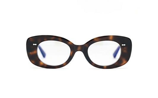 Optical cat-eye acetate glasses in tortoise with blue-light or anti-reflective at the Maison Mata Ubud boutique in Bali.