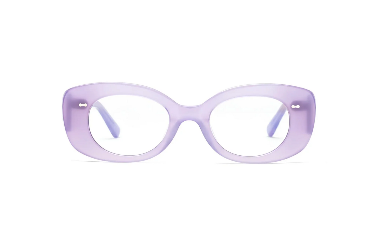 Optical purple acetate cat-eye Eyewear with blue-light protection fitted by Maison Mata opticians in Ubud in Bali.