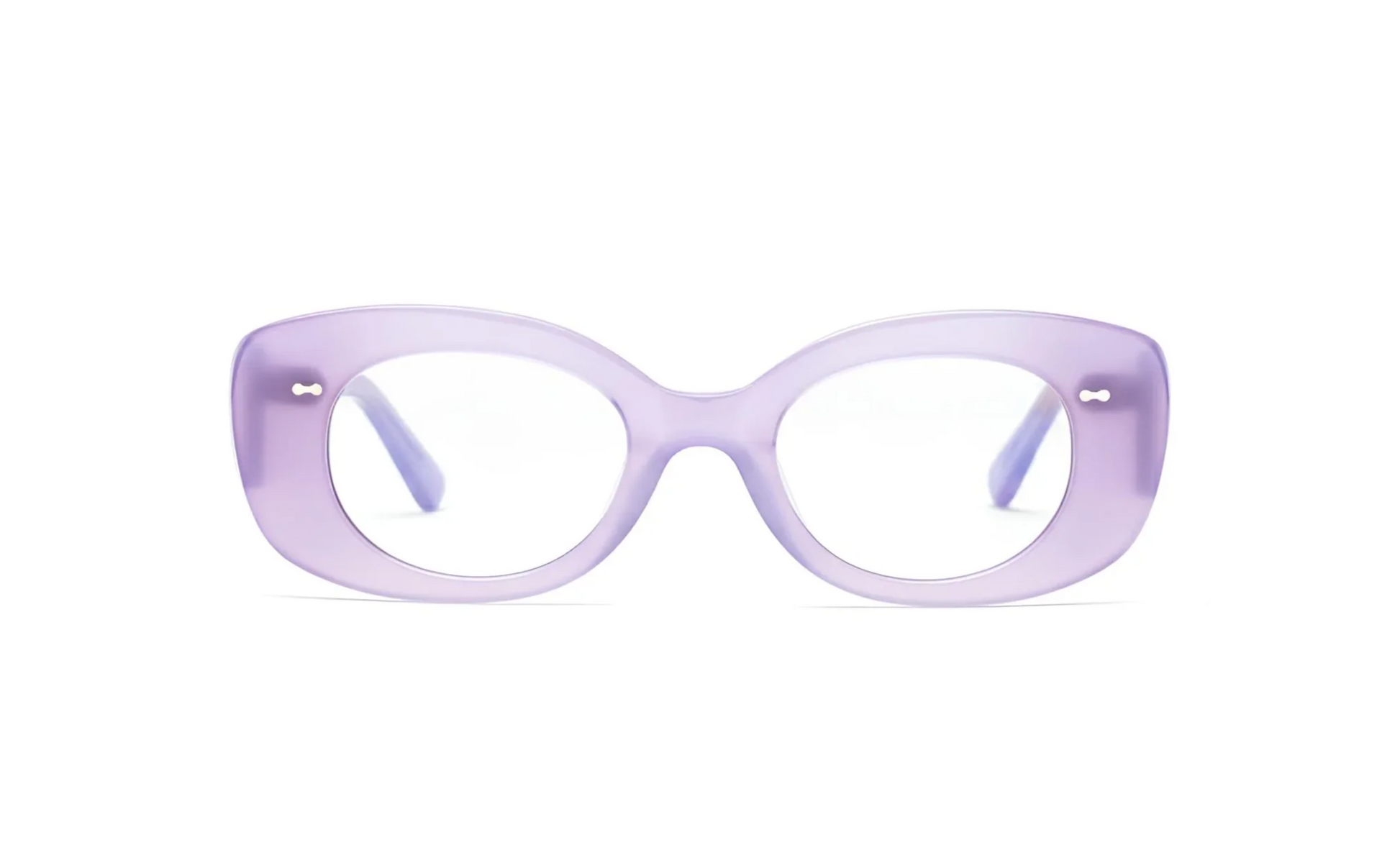 Optical purple acetate cat-eye Eyewear with blue-light protection fitted by Maison Mata opticians in Ubud in Bali.