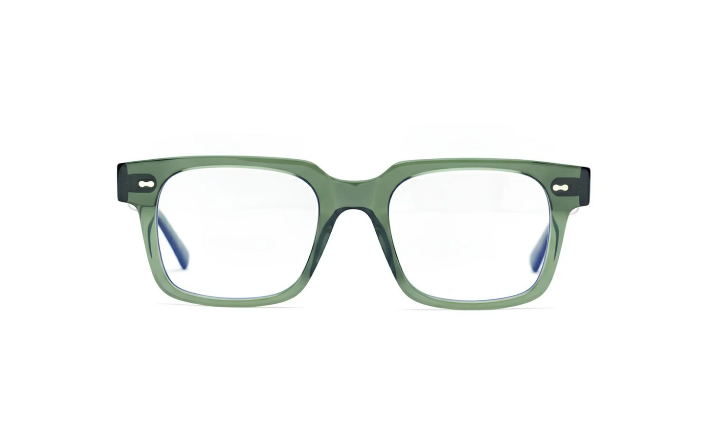 Optical green acetate glasses with blue-light protection fitted by Maison Mata opticians in Canggu in Bali.