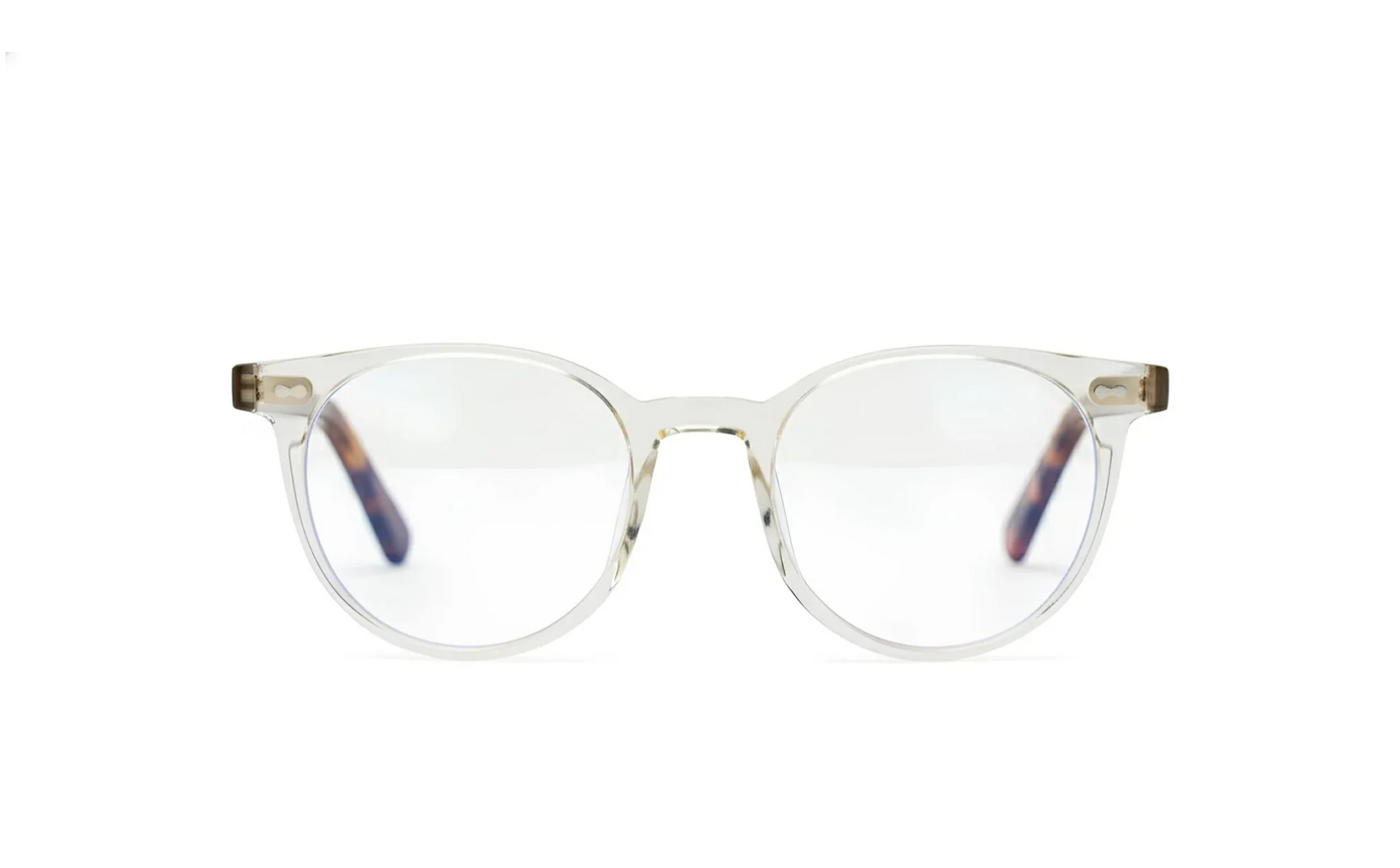 Optical round acetate transparent Eyewear with blue-light protection at the Maison Mata Uluwatu boutique in Bali.