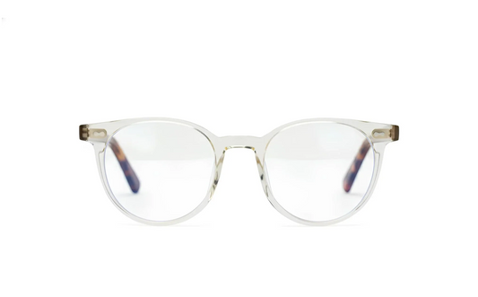Optical round acetate transparent Eyewear with blue-light protection at the Maison Mata Uluwatu boutique in Bali.