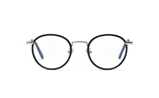 Eyewear black acetate with blue-light protection fitted by Maison Mata opticians in Kuta in Bali.