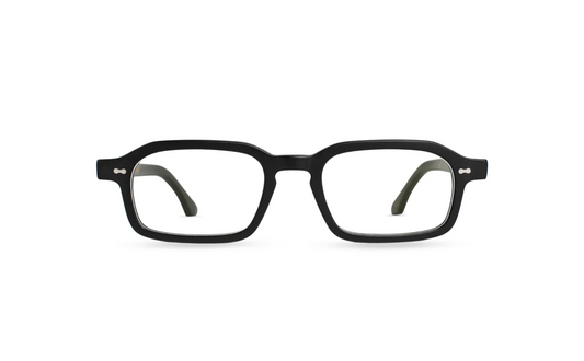 Komodo Rise optical glasses black acetate with transparent blue light lenses – Maison Mata