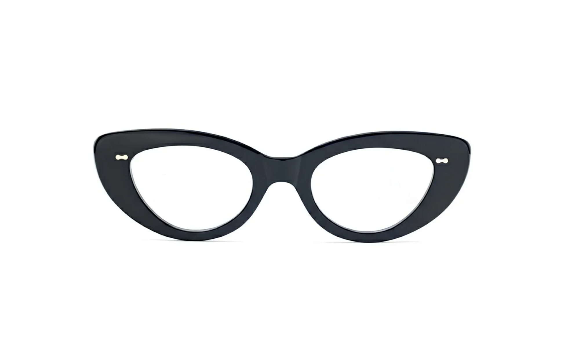 Optical black acetate cat-eye glasses with blue-light protection fitted by Maison Mata optometrists in Uluwatu in Bali.