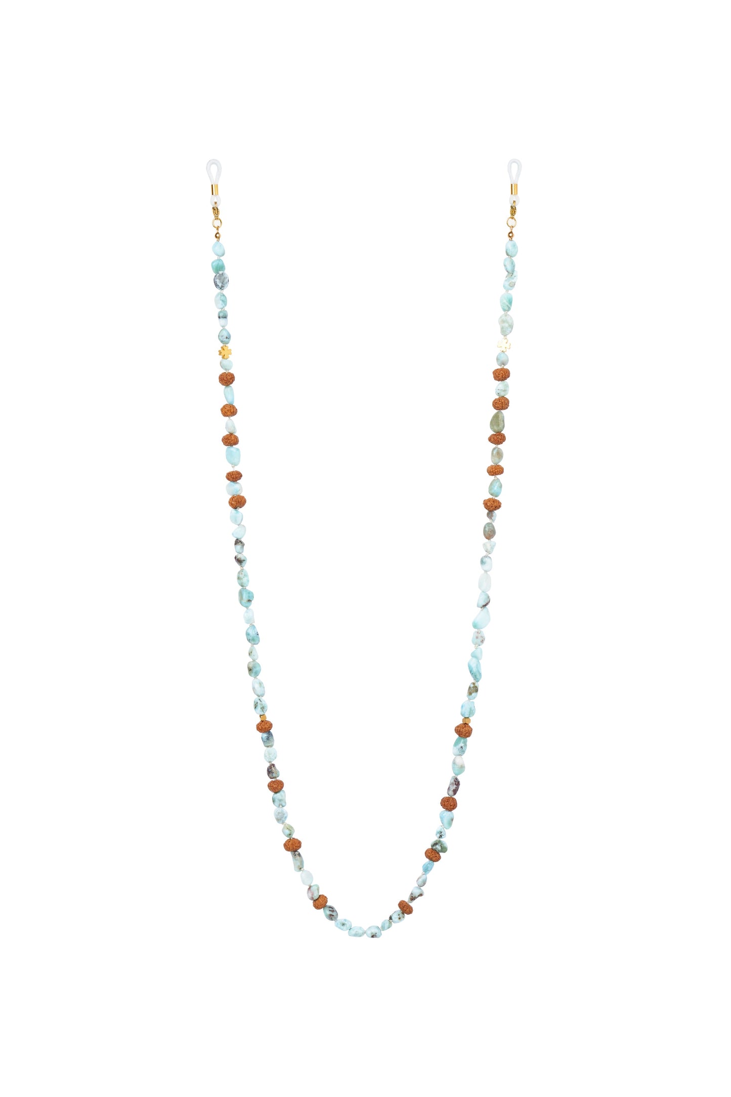 Elegant Bali eyewear chain gold plated, semi-precious stone for chic feminine wear.