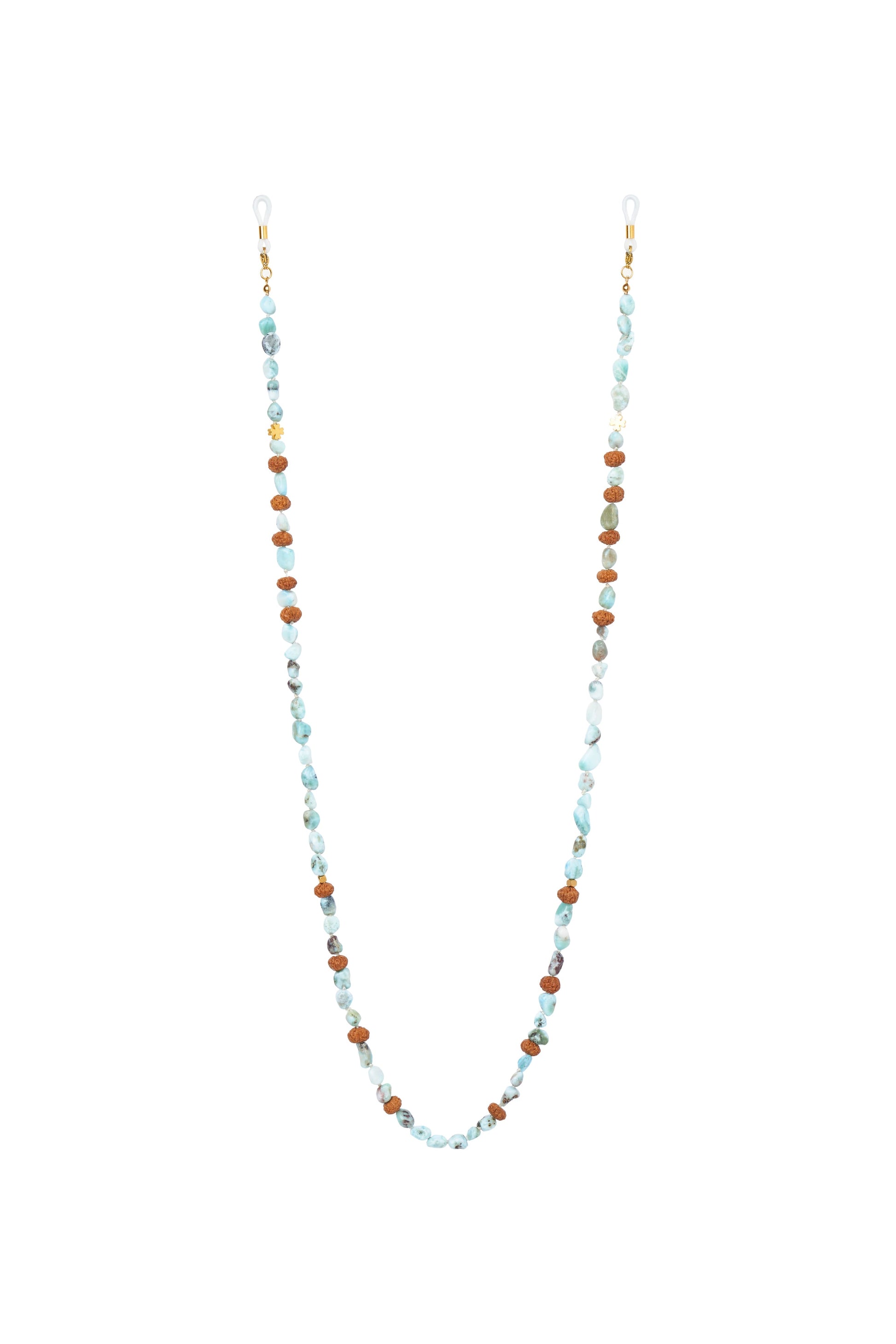 Elegant Bali eyewear chain gold plated, semi-precious stone for chic feminine wear.