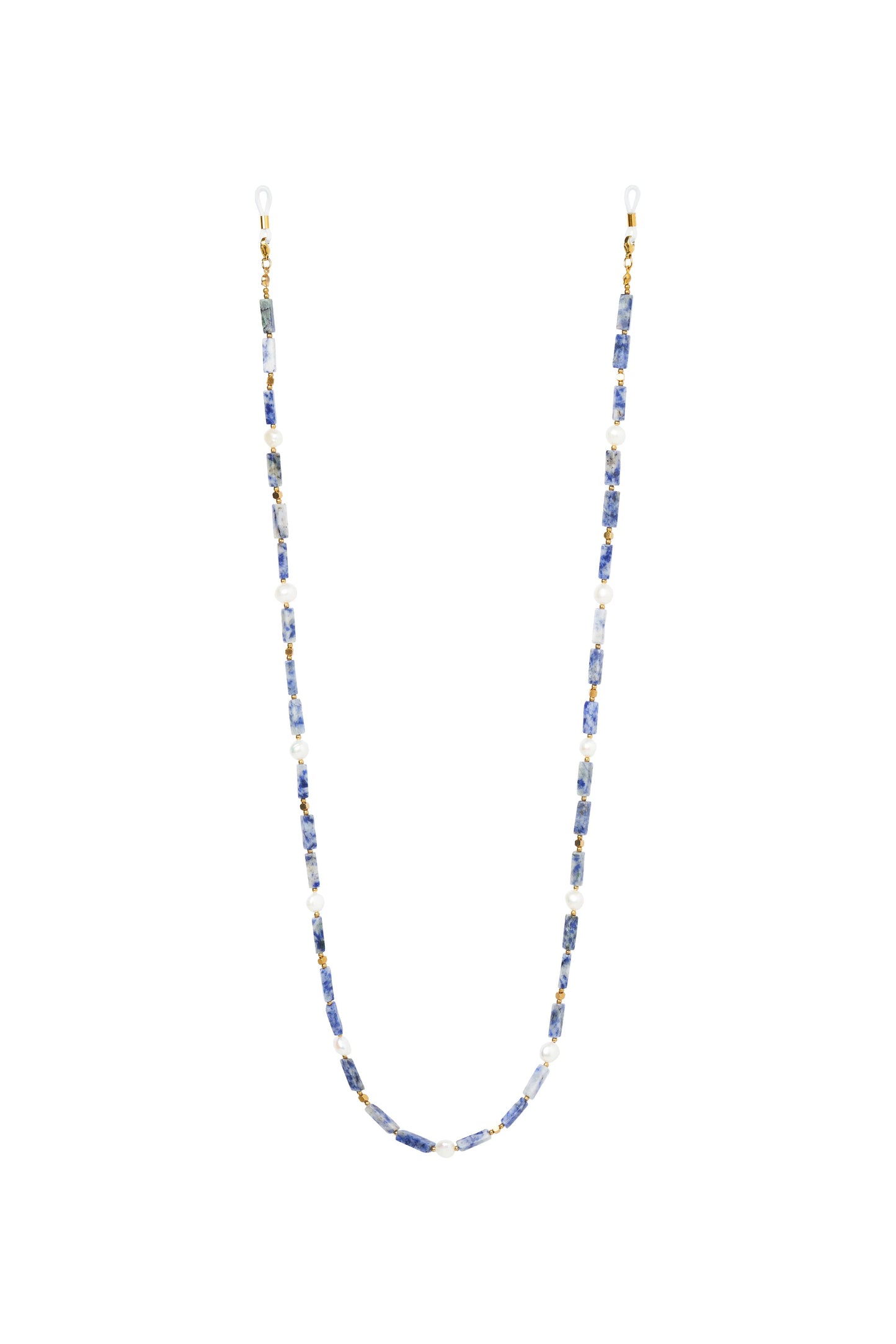 Bali gold plated glasses chain with gemstone charm, feminine accessory for sunny days.