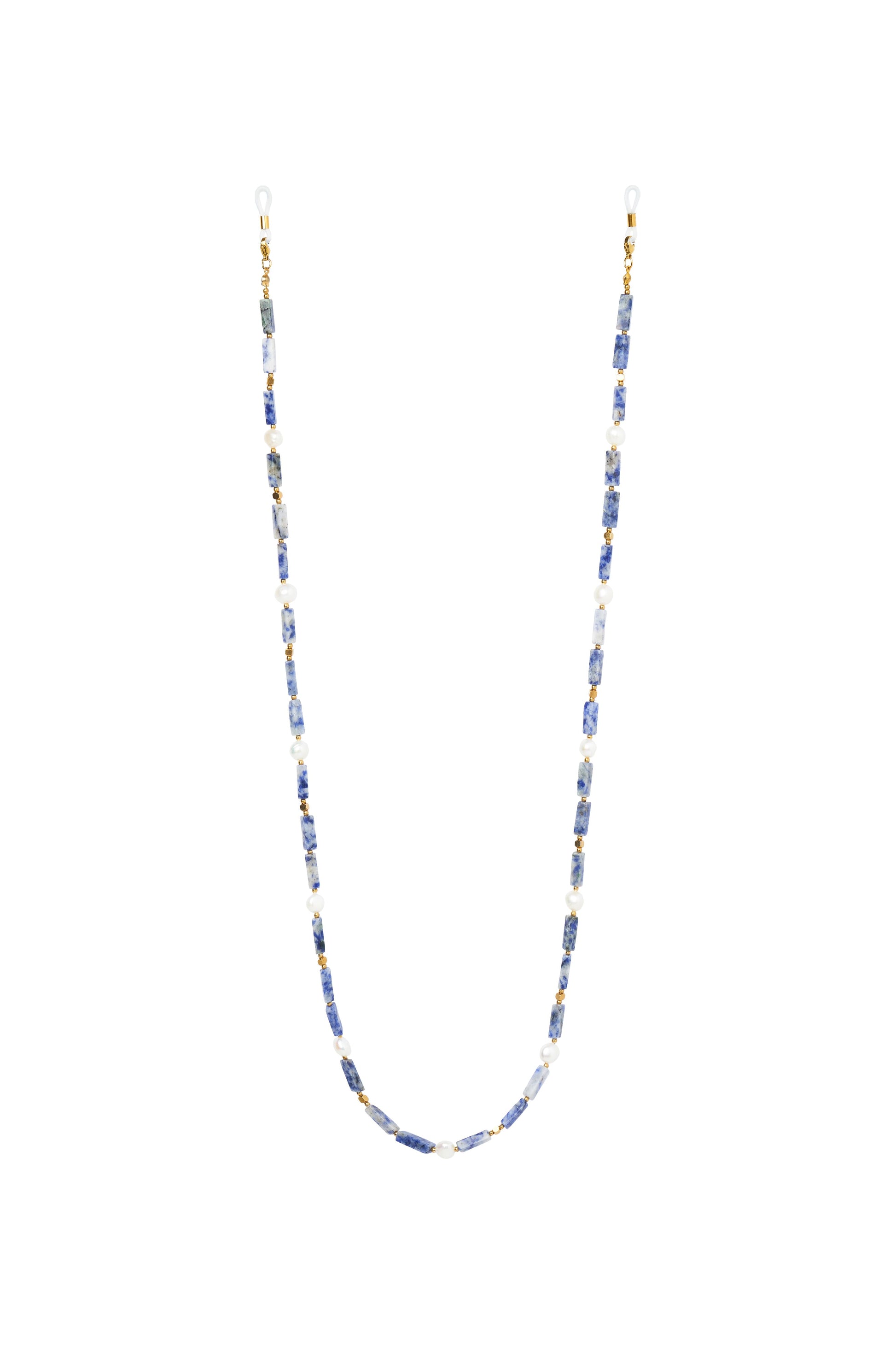 Bali gold plated glasses chain with gemstone charm, feminine accessory for sunny days.