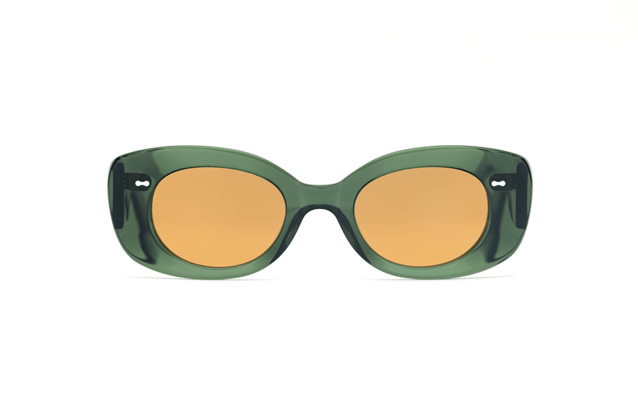Maison Mata Bali Blue Olive olive green acetate butterfly sunglasses, front view with polarized lenses