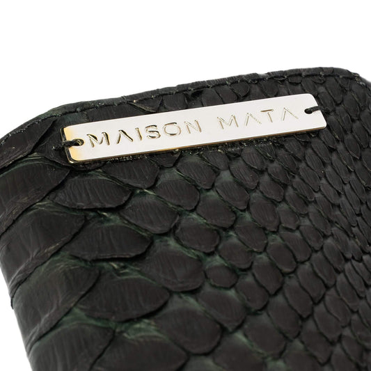 Engraved brass Maison Mata plate on the Serpent snake softcase