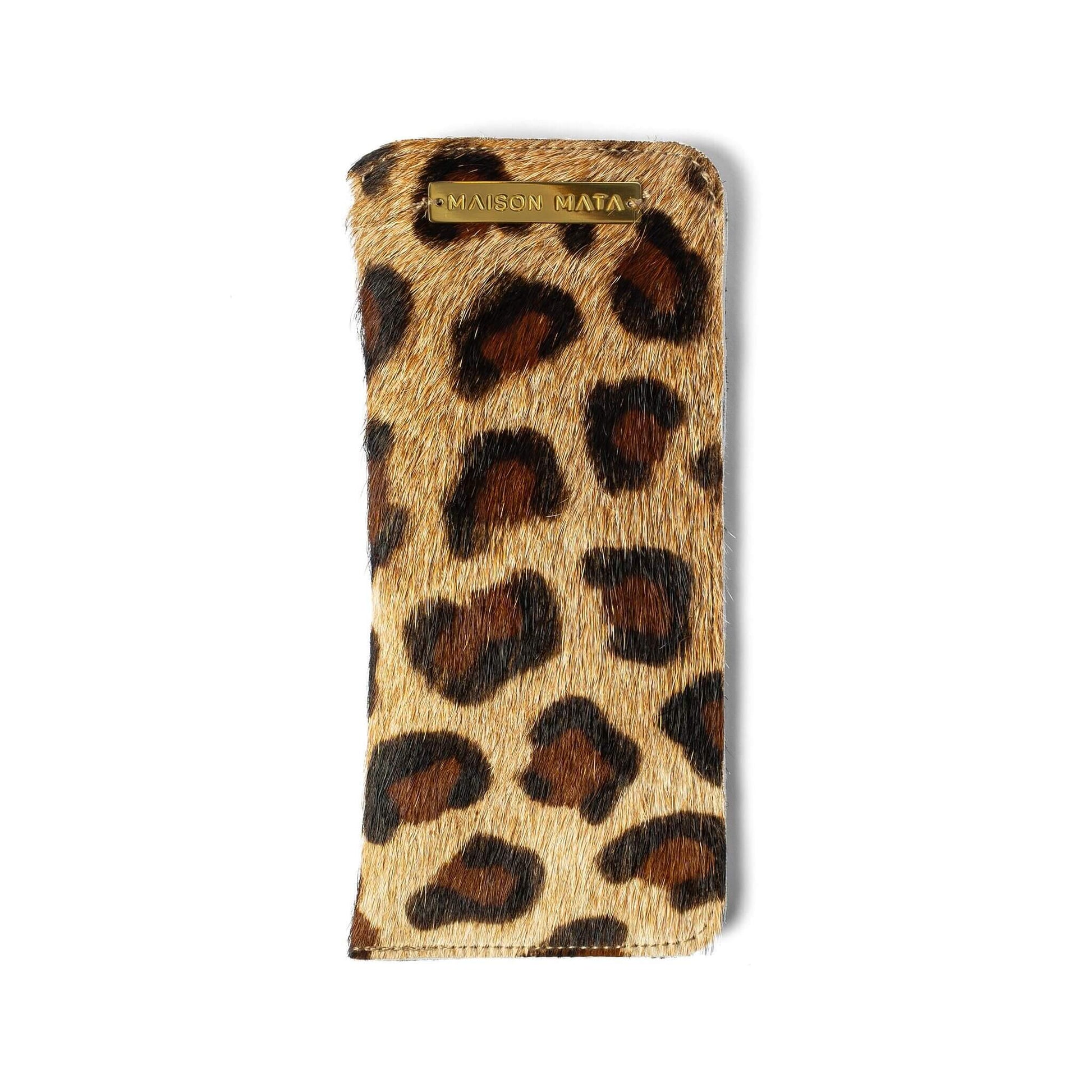 Maison Mata brown leopard softcase, a handmade glasses case from Bali