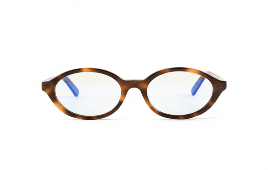 海湾椭圆形光学眼镜绿松石醋酸纤维搭配透明蓝光镜片 – Maison Mata。