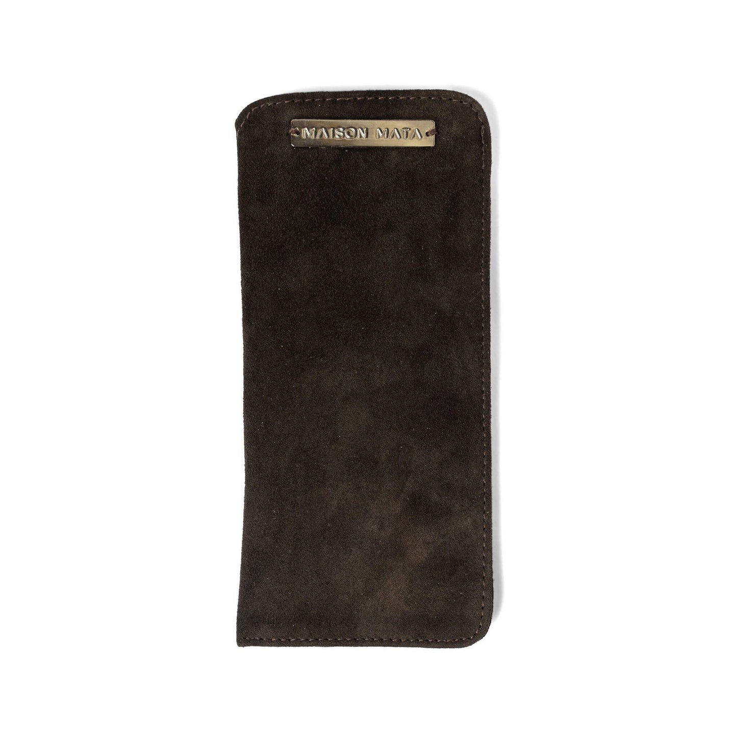 Maison Mata dark brown suede softcase, a handmade glasses case from Bali