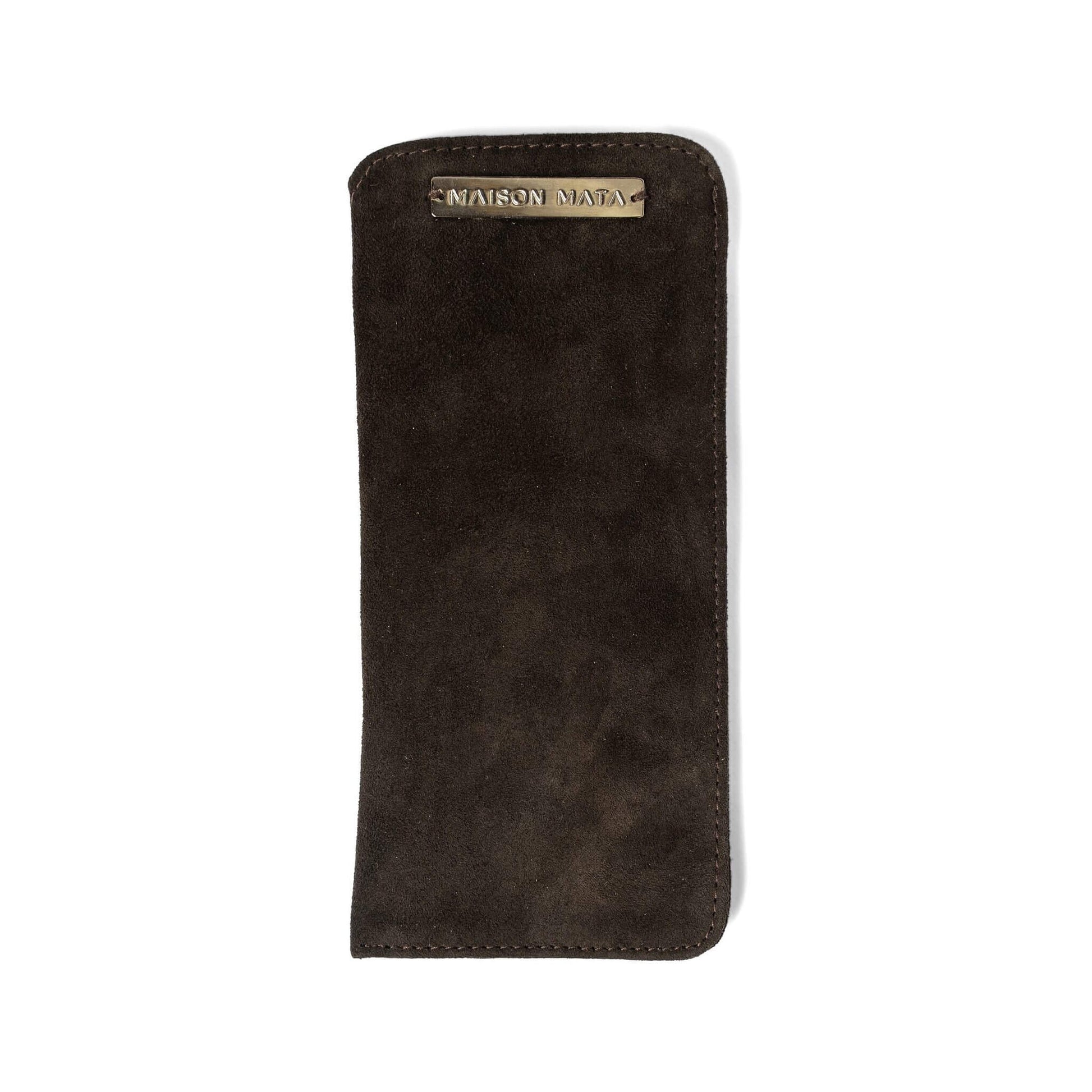Maison Mata dark brown suede softcase, a handmade glasses case from Bali