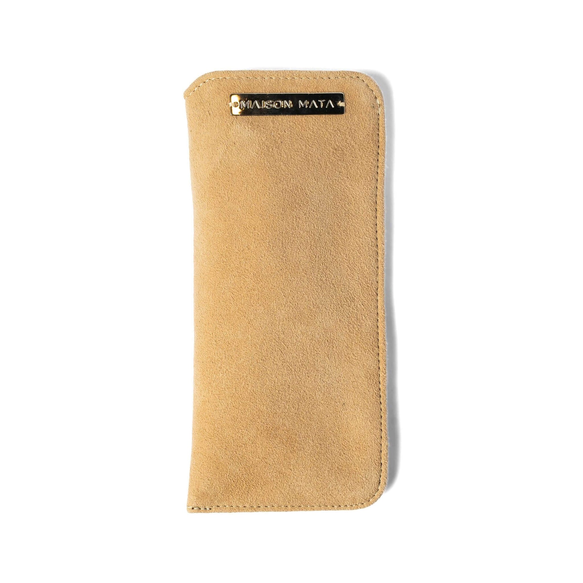 Maison Mata latte suede softcase, a handmade glasses case from Bali