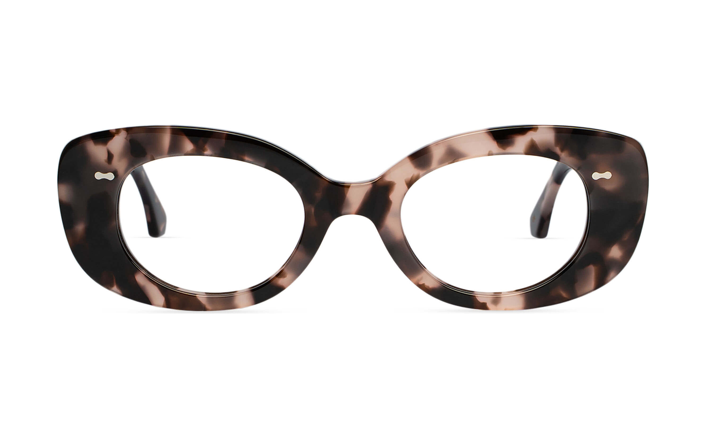 Maison Mata blush pink tortoiseshell acetate butterfly eyeglasses, front view with clear lenses — lunettes de vue papillon acétate écaille rosée — kacamata optik butterfly asetat tortoise merah muda — gafas graduadas mariposa carey rosa — Bali optical eyewear