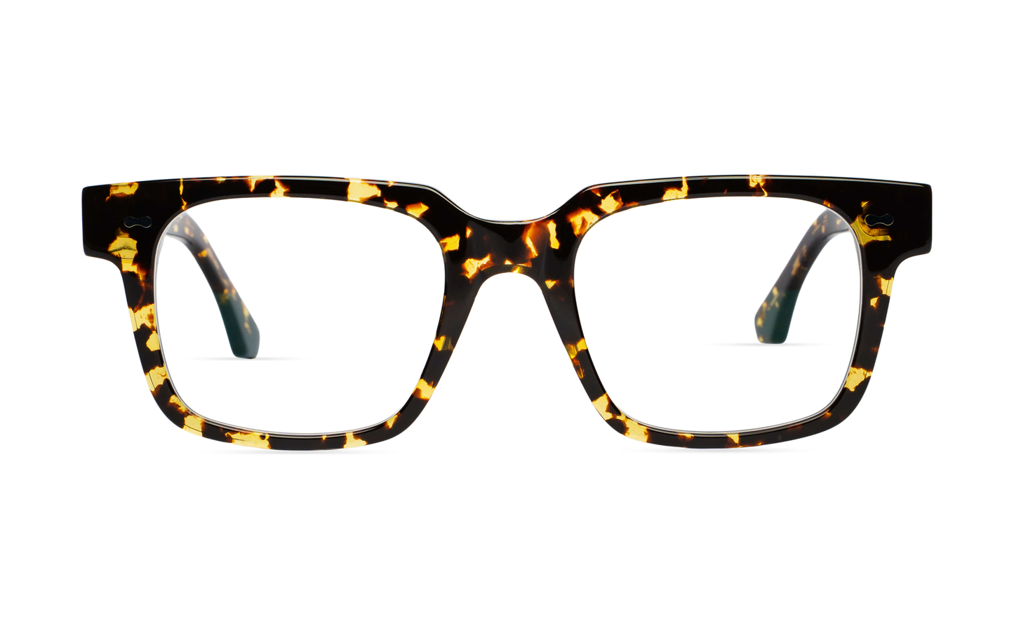 Maison Mata dark tortoiseshell acetate rectangular eyeglasses, front view with clear lenses — lunettes de vue rectangulaires acétate écaille foncée — kacamata optik persegi asetat tortoise gelap — gafas graduadas rectangulares carey oscuro — Bali optical eyewear