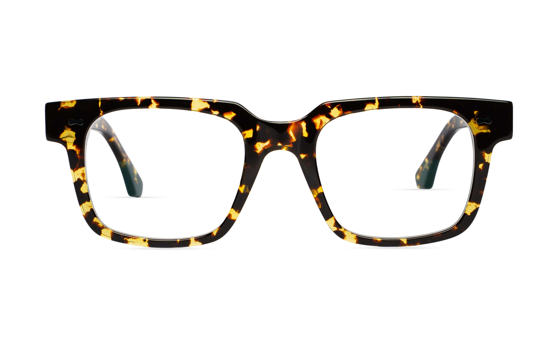 Maison Mata dark tortoiseshell acetate rectangular eyeglasses, front view with clear lenses — lunettes de vue rectangulaires acétate écaille foncée — kacamata optik persegi asetat tortoise gelap — gafas graduadas rectangulares carey oscuro — Bali optical eyewear