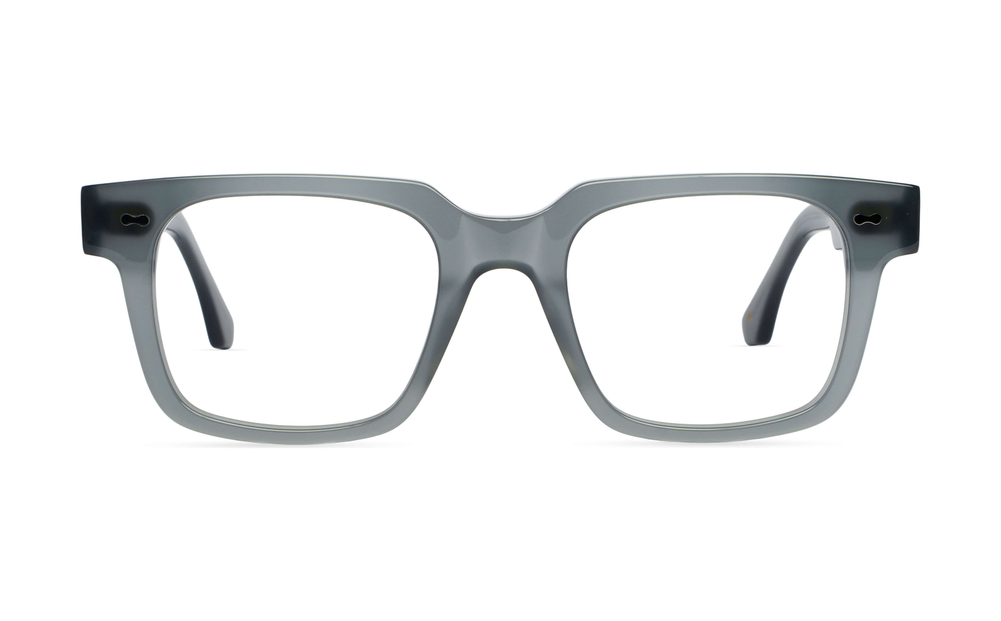 Maison Mata grey blue acetate rectangular eyeglasses, front view with clear lenses — lunettes de vue rectangulaires acétate gris bleuté — kacamata optik persegi asetat abu-abu kebiruan — gafas graduadas rectangulares gris azulado — Bali optical eyewear