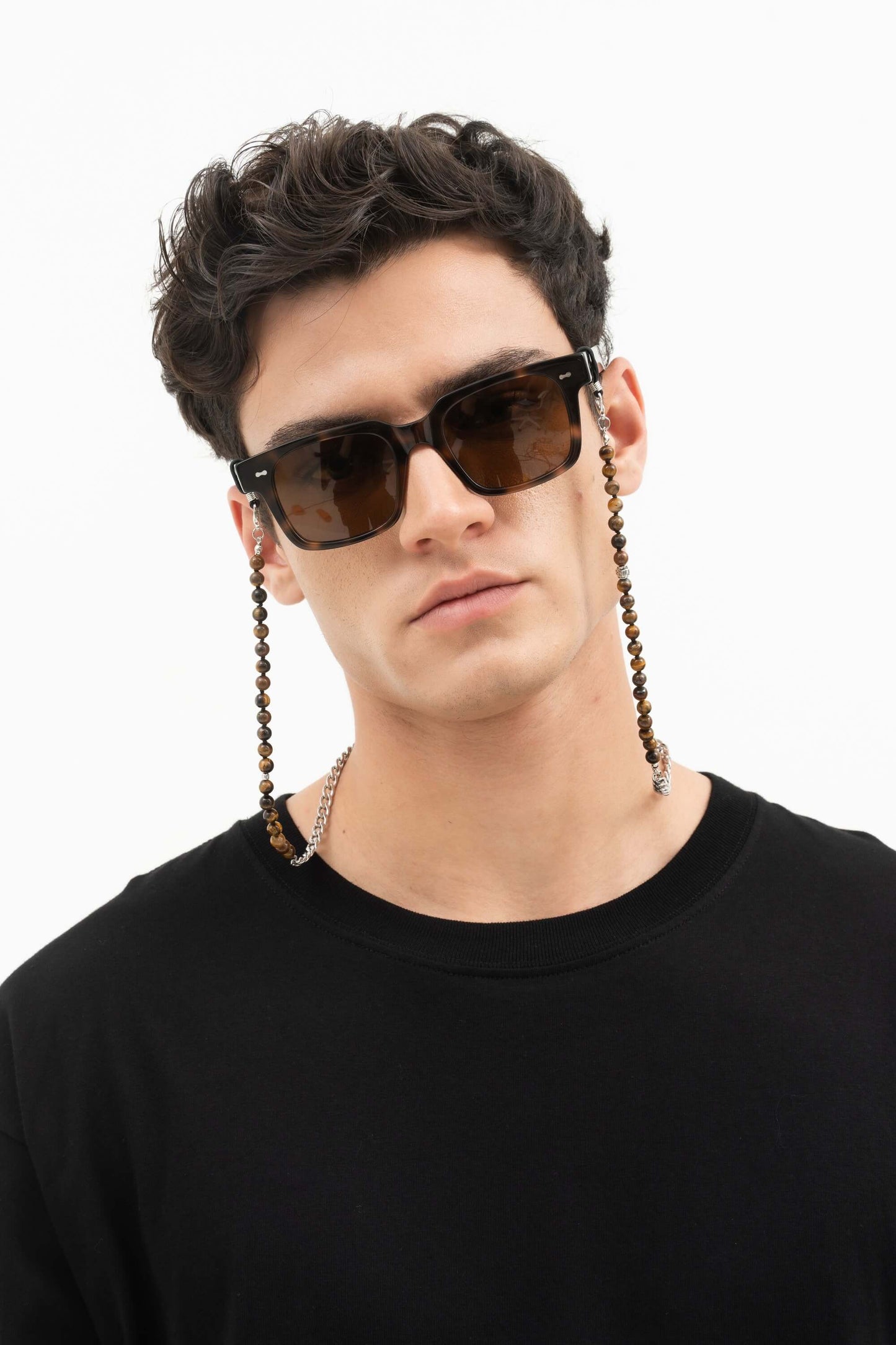 Man wearing Borneo Bliss Dark Forest acetate sunglasses