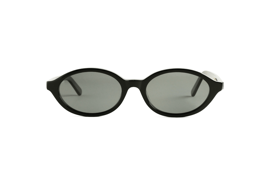 Maison Mata Cove Onyx Night black acetate oval sunglasses, front view with polarized lenses