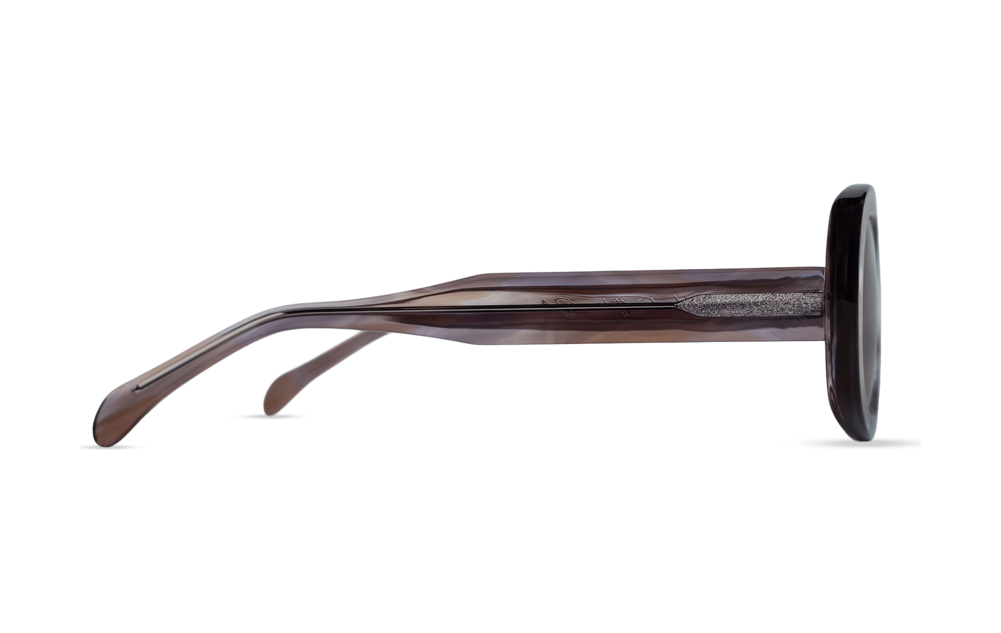 Maison Mata marbled horn acetate oversized oval frame side view — lunettes acétate marbré profil — kacamata asetat marmer samping — Bali handmade acetate eyewear