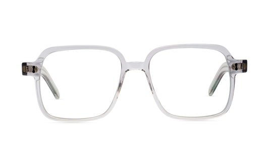Maison Mata crystal grey acetate square eyeglasses, front view with clear lenses — lunettes de vue carrées acétate gris cristal — kacamata optik kotak asetat abu transparan — gafas graduadas cuadradas gris cristal — Bali optical eyewear