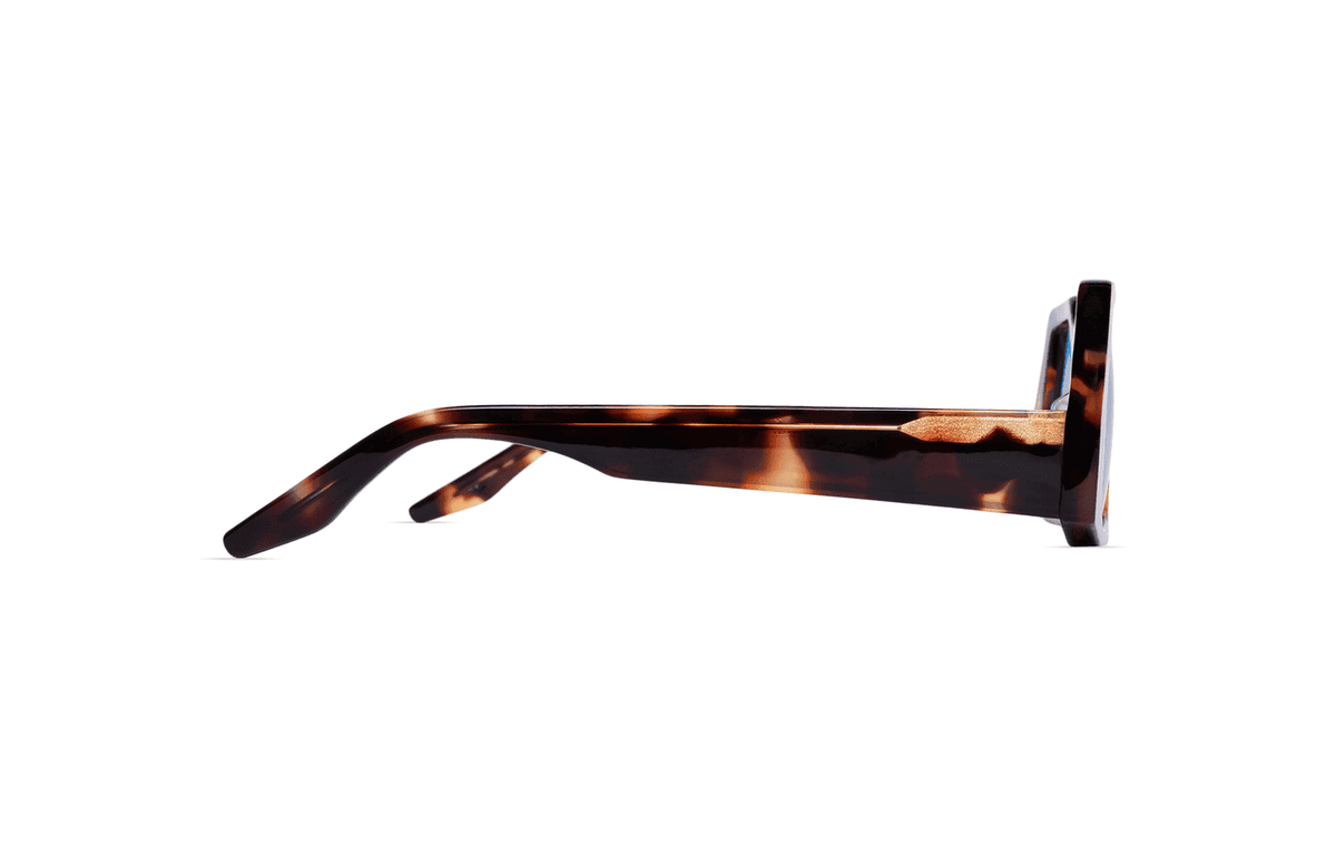 Maison Mata Mahogany mirage tortoiseshell acetate oversized sunglasses, side view, handmade in Bali