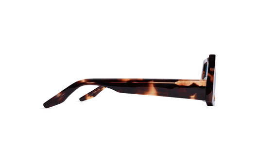 Maison Mata Mahogany mirage tortoiseshell acetate oversized sunglasses, side view, handmade in Bali