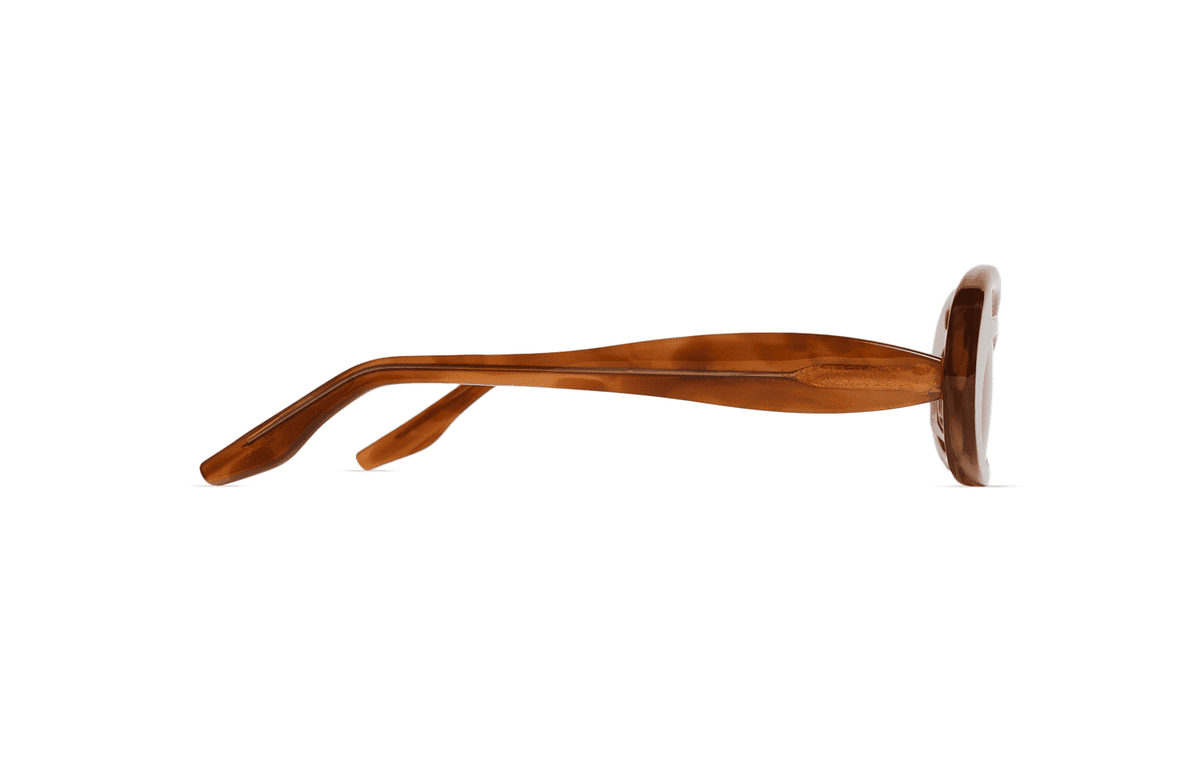 Maison Mata Moon river havana brown acetate oval sunglasses, side view, handmade in Bali