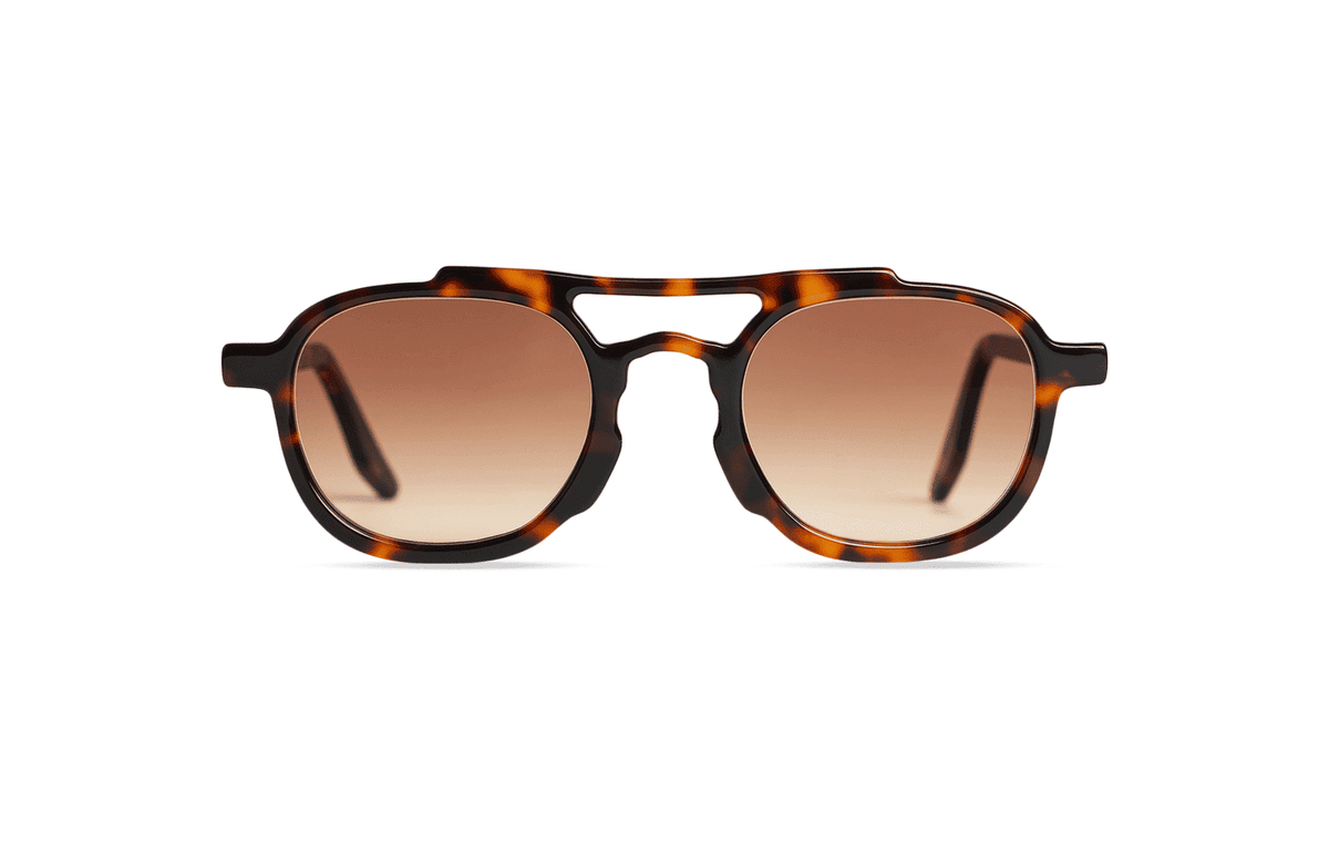 Maison Mata Mudslide handmade tortoiseshell acetate aviator sunglasses, front view with brown gradient lenses