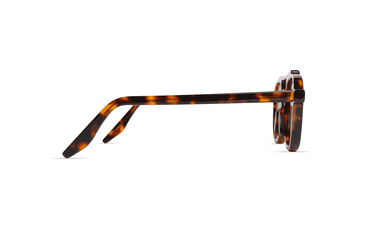 Maison Mata Mudslide tortoiseshell acetate aviator sunglasses, side view, handmade in Bali